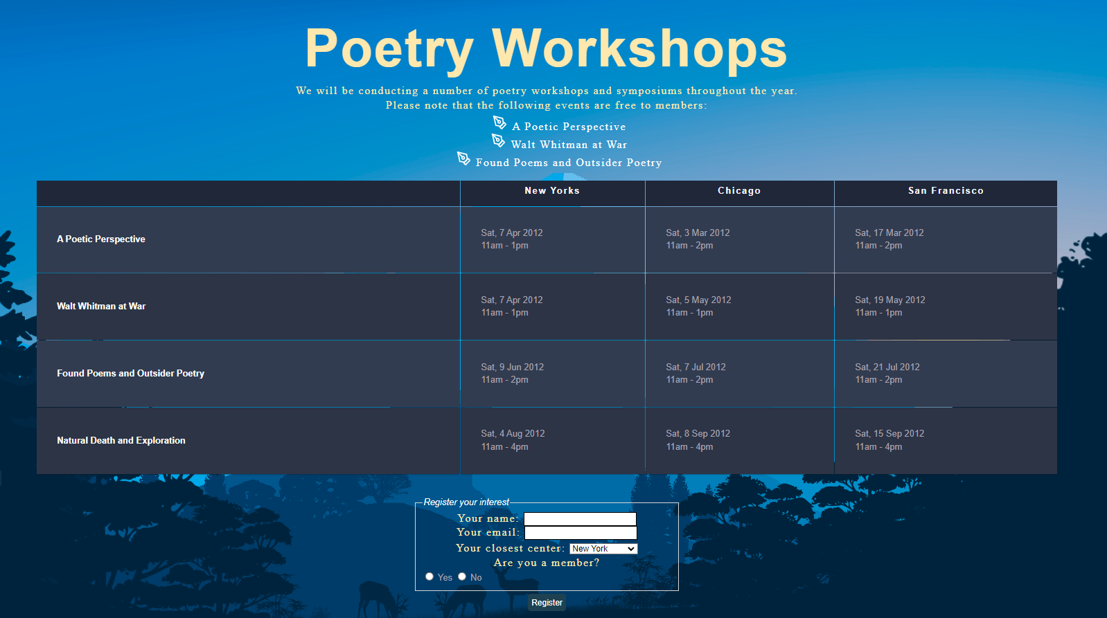 Poetry Schedule Website Flexible